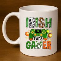 Irish I Was Gamer St Patrick's Day Game Controller Shamrocks 11oz C Handle Ceramic Mug