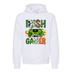 Irish I Was Gamer St Patrick's Day Game Controller Shamrocks Premium Hoodie