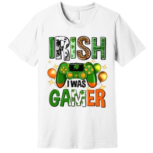 Irish I Was Gamer St Patrick's Day Game Controller Shamrocks Premium T-Shirt