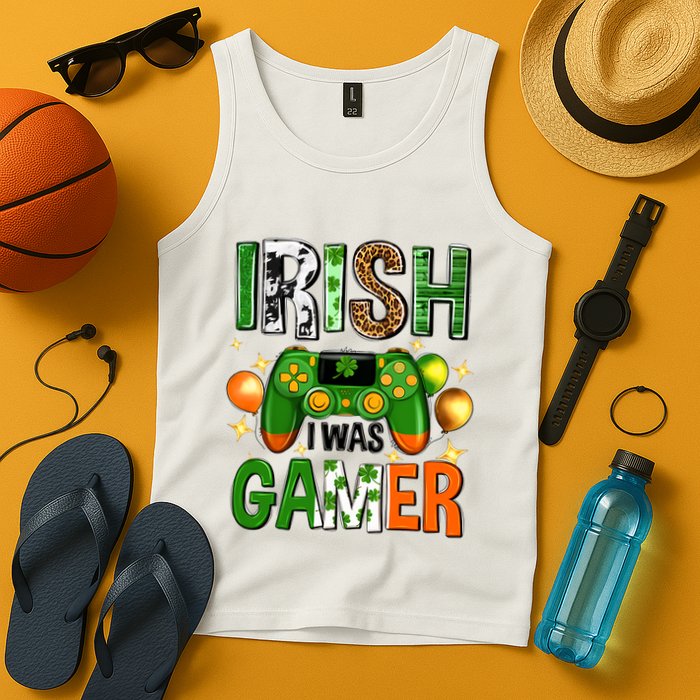 Irish I Was Gamer St Patrick's Day Game Controller Shamrocks Tank Top
