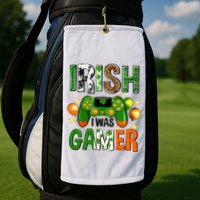 Irish I Was Gamer St Patrick's Day Game Controller Shamrocks Golf Towel