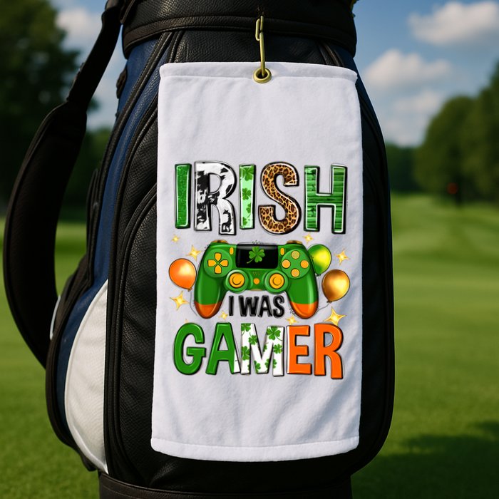 Irish I Was Gamer St Patrick's Day Game Controller Shamrocks Golf Towel