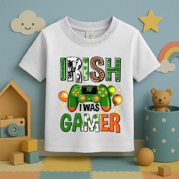 Irish I Was Gamer St Patrick's Day Game Controller Shamrocks Toddler T-Shirt