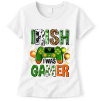 Irish I Was Gamer St Patrick's Day Game Controller Shamrocks Womens T-Shirt