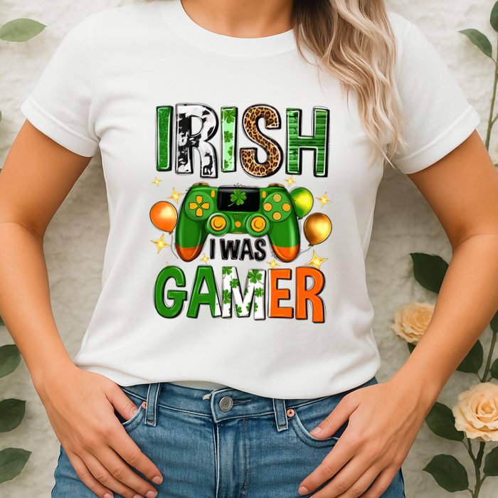 Irish I Was Gamer St Patrick's Day Game Controller Shamrocks Womens T-Shirt