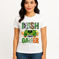 Irish I Was Gamer St Patrick's Day Game Controller Shamrocks Womens T-Shirt