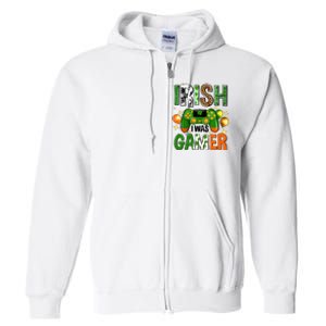 Irish I Was Gamer St Patrick's Day Game Controller Shamrocks Full Zip Hoodie