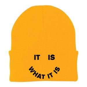 It Is What It Is Smiley Face Knit Cap Winter Beanie