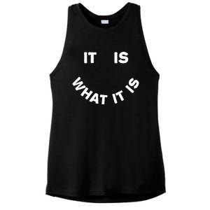 It Is What It Is Smiley Face Ladies PosiCharge Tri-Blend Wicking Tank