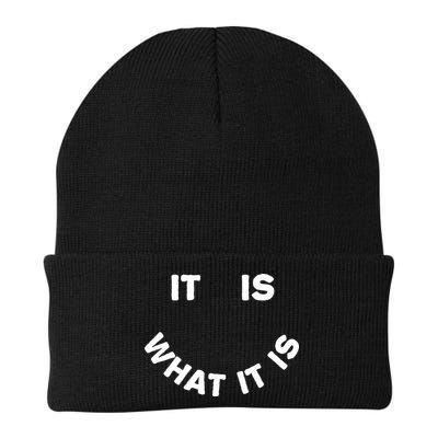 It Is What It Is Smiley Face Knit Cap Winter Beanie