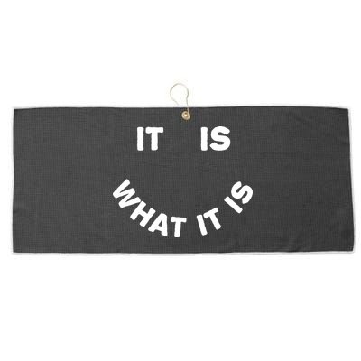 It Is What It Is Smiley Face Large Microfiber Waffle Golf Towel