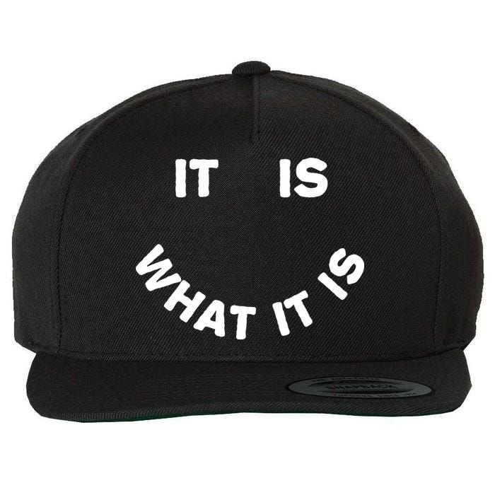 It Is What It Is Smiley Face Wool Snapback Cap