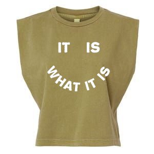 It Is What It Is Smiley Face Garment-Dyed Women's Muscle Tee