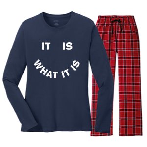 It Is What It Is Smiley Face Women's Long Sleeve Flannel Pajama Set 