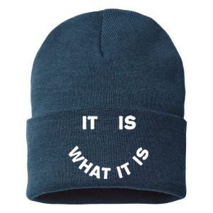 It Is What It Is Smiley Face Sustainable Knit Beanie