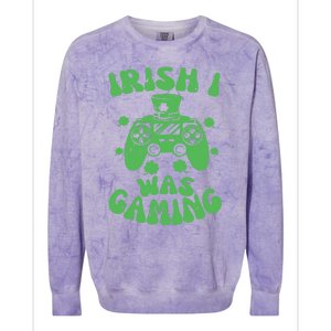 Irish I Was Gaming Gamer Game Controller Saint Patrick's Day Colorblast Crewneck Sweatshirt