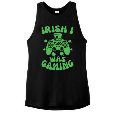 Irish I Was Gaming Gamer Game Controller Saint Patrick's Day Ladies PosiCharge Tri-Blend Wicking Tank