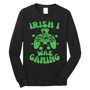 Irish I Was Gaming Gamer Game Controller Saint Patrick's Day Long Sleeve Shirt