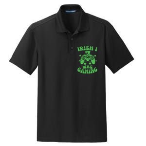 Irish I Was Gaming Gamer Game Controller Saint Patrick's Day Dry Zone Grid Polo