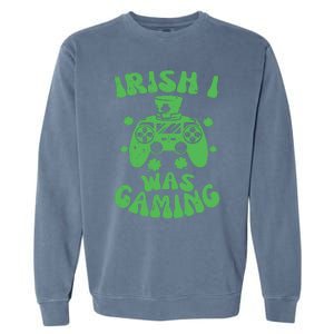 Irish I Was Gaming Gamer Game Controller Saint Patrick's Day Garment-Dyed Sweatshirt