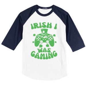 Irish I Was Gaming Gamer Game Controller Saint Patrick's Day Baseball Sleeve Shirt