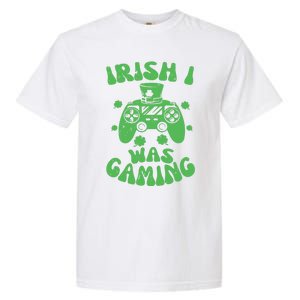 Irish I Was Gaming Gamer Game Controller Saint Patrick's Day Garment-Dyed Heavyweight T-Shirt