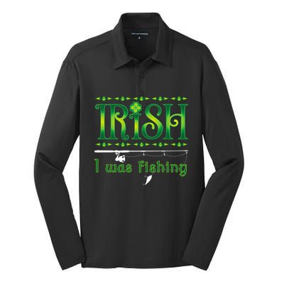 Irish I Was Fishing Shamrock Cool Gift Silk Touch Performance Long Sleeve Polo