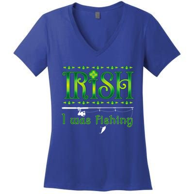 Irish I Was Fishing Shamrock Cool Gift Women's V-Neck T-Shirt