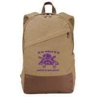 It Is What It Is And It Is Not Great Racoon Meme Cotton Canvas Backpack