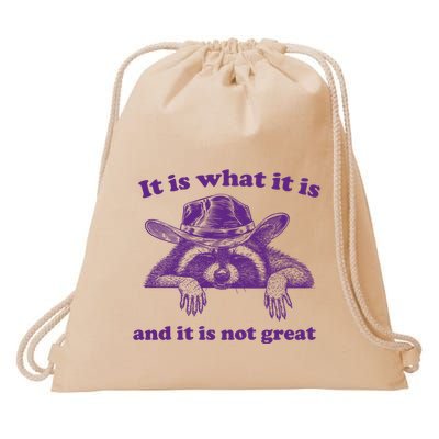 It Is What It Is And It Is Not Great Racoon Meme Drawstring Bag