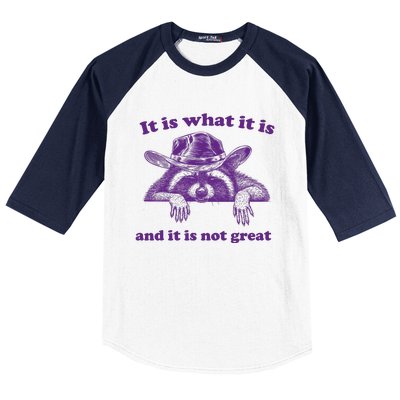 It Is What It Is And It Is Not Great Racoon Meme Baseball Sleeve Shirt