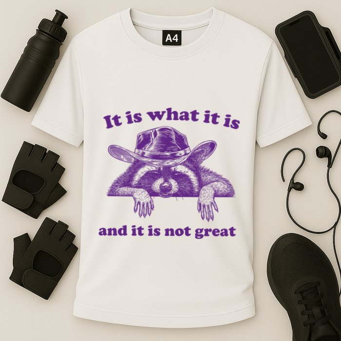 It Is What It Is And It Is Not Great Racoon Meme Performance Shirt