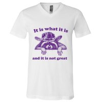 It Is What It Is And It Is Not Great Racoon Meme V-Neck T-Shirt