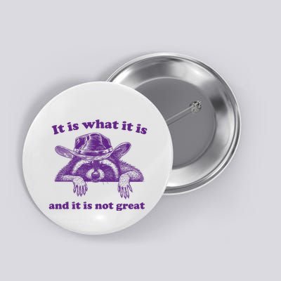 It Is What It Is And It Is Not Great Racoon Meme Button