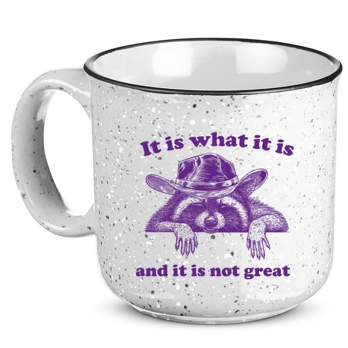 It Is What It Is And It Is Not Great Racoon Meme 15oz Campfire Ceramic Mug