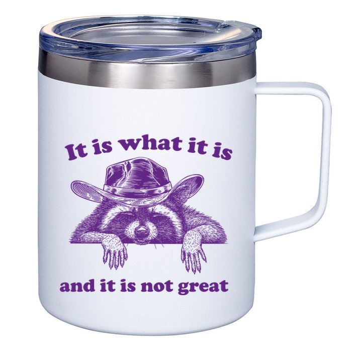 It Is What It Is And It Is Not Great Racoon Meme 12oz Stainless Steel Coffee Mug