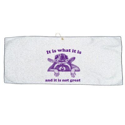 It Is What It Is And It Is Not Great Racoon Meme Large Microfiber Waffle Golf Towel