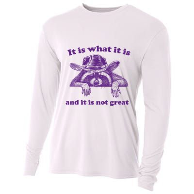 It Is What It Is And It Is Not Great Racoon Meme Cooling Performance Long Sleeve Crew