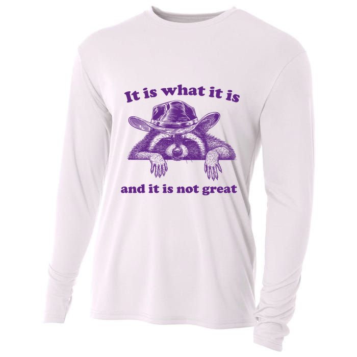 It Is What It Is And It Is Not Great Racoon Meme Cooling Performance Long Sleeve Crew
