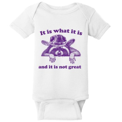 It Is What It Is And It Is Not Great Racoon Meme Baby Bodysuit