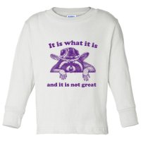 It Is What It Is And It Is Not Great Racoon Meme Toddler Long Sleeve Shirt