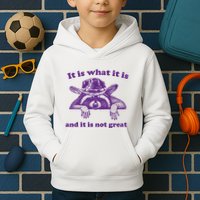 It Is What It Is And It Is Not Great Racoon Meme Kids Hoodie