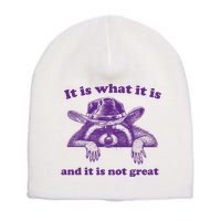 It Is What It Is And It Is Not Great Racoon Meme Short Acrylic Beanie