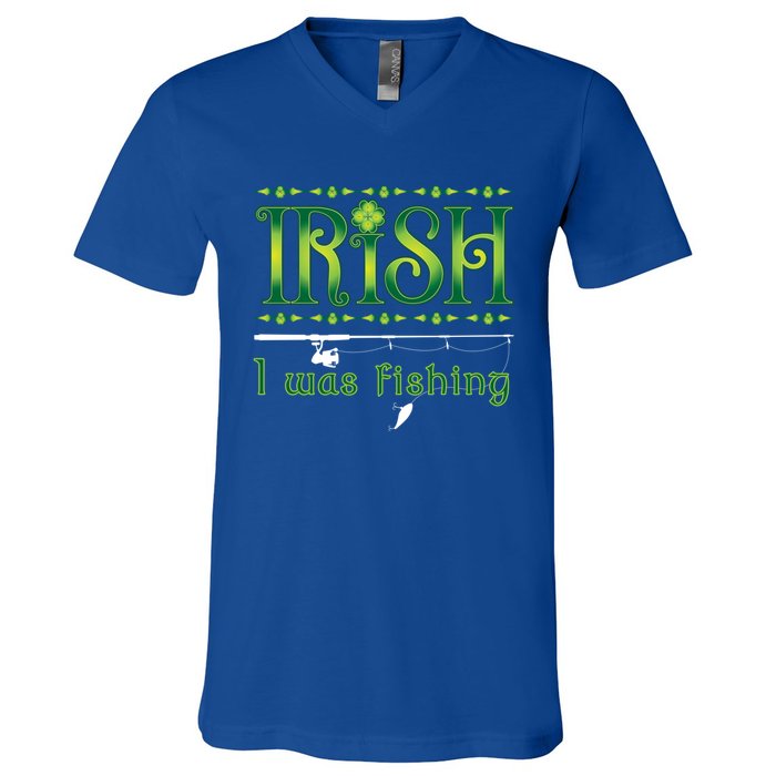 Irish I Was Fishing Shamrock Cool Gift V-Neck T-Shirt