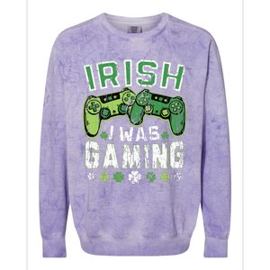 Irish I Was Gaming St Patricks Day Gamer Lucky Irish Gaming Colorblast Crewneck Sweatshirt