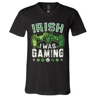 Irish I Was Gaming St Patricks Day Gamer Lucky Irish Gaming V-Neck T-Shirt