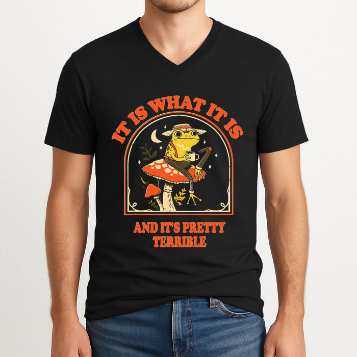 It Is What It Is And ItS Pretty Terrible Funny Design V-Neck T-Shirt