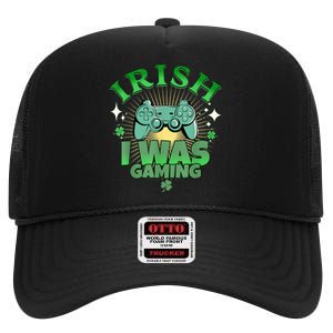 Irish I Was Gaming Funny St Patricks Day Gamer High Crown Mesh Back Trucker Hat