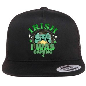 Irish I Was Gaming Funny St Patricks Day Gamer Flat Bill Trucker Hat