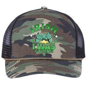 Irish I Was Gaming Funny St Patricks Day Gamer Retro Rope Trucker Hat Cap